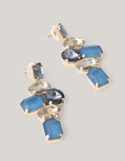 Hanging Strass Oorbellen Blauw