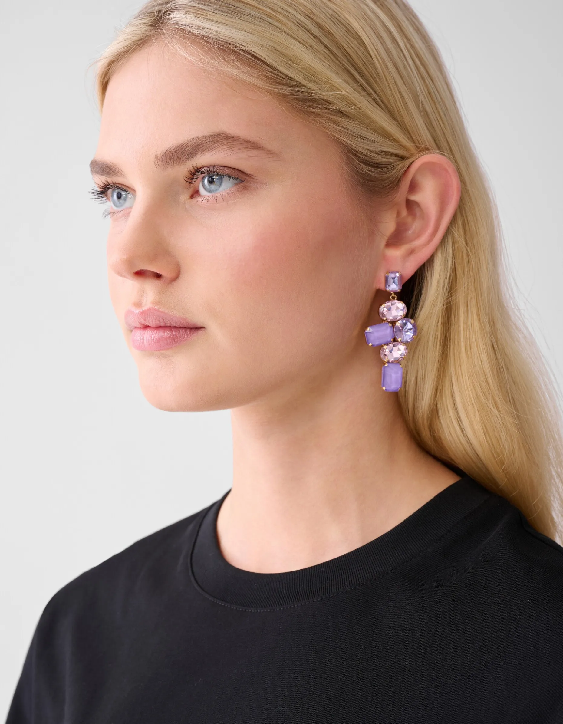 Hanging Strass Oorbellen Paars
