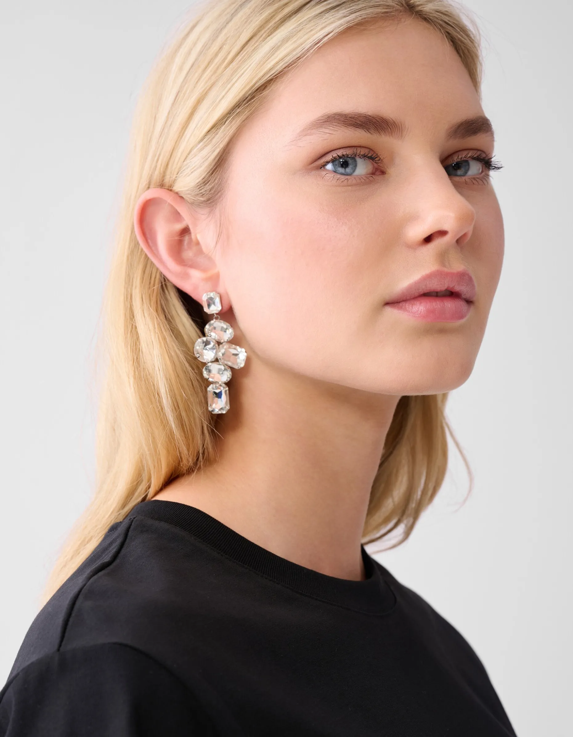 Hanging Strass Oorbellen Zilver
