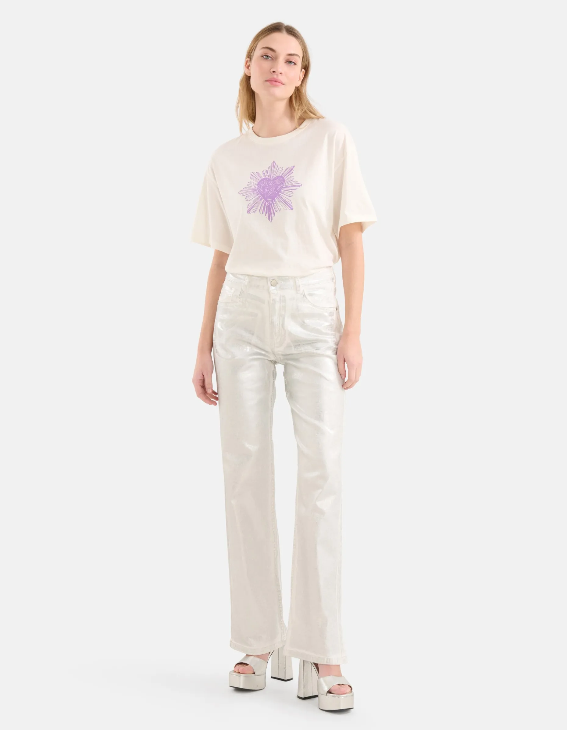 Heart Artwork T-shirt Gebroken Wit