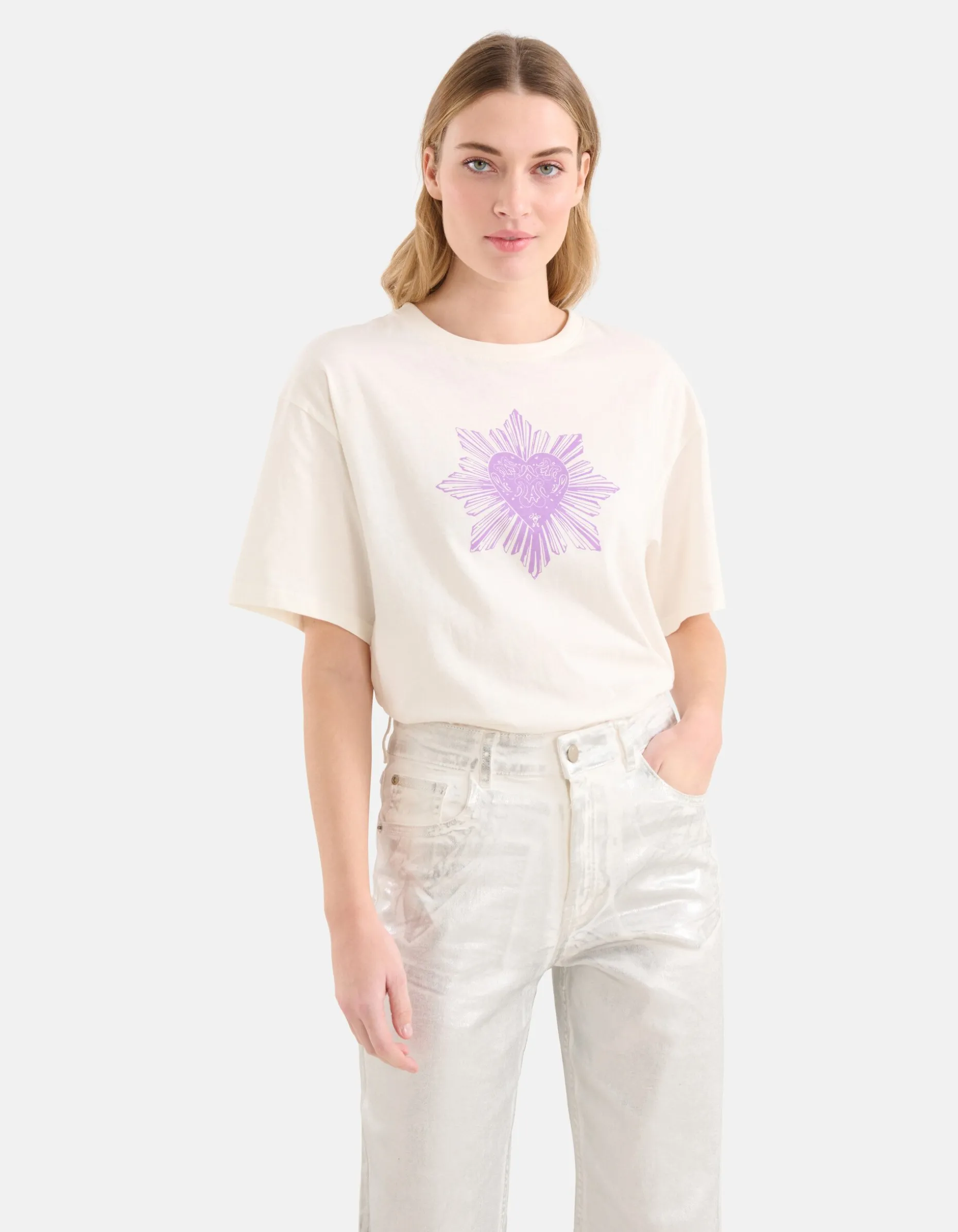 Heart Artwork T-shirt Gebroken Wit