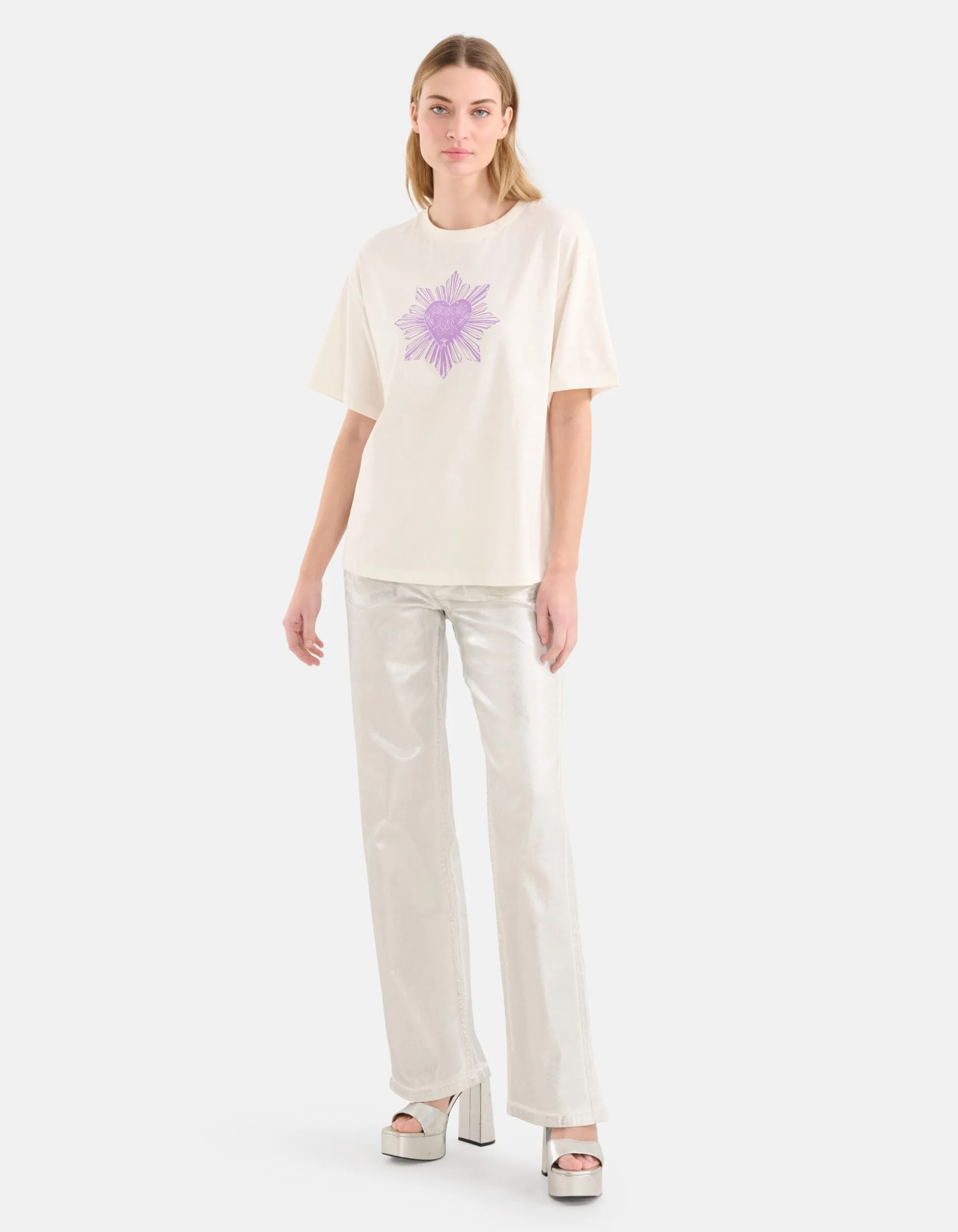 Heart Artwork T-shirt Gebroken Wit