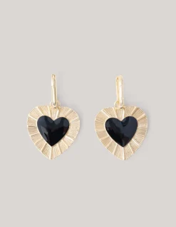 Heart Oorbellen Goud/Zwart