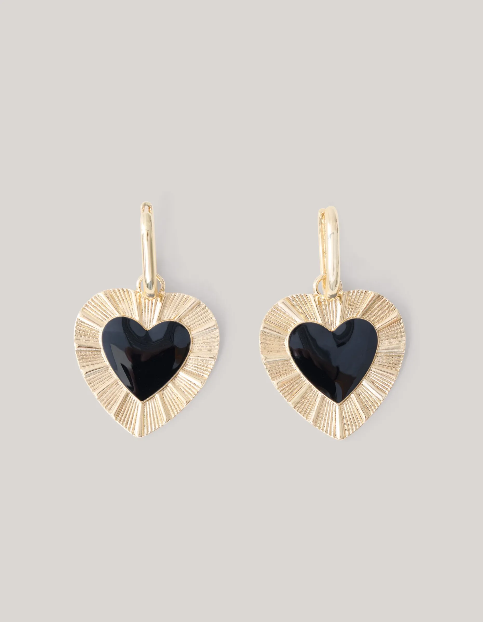 Heart Oorbellen Goud/Zwart