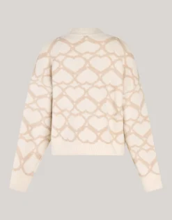 Heart Printed Dames Trui Gebroken Wit By Furmey
