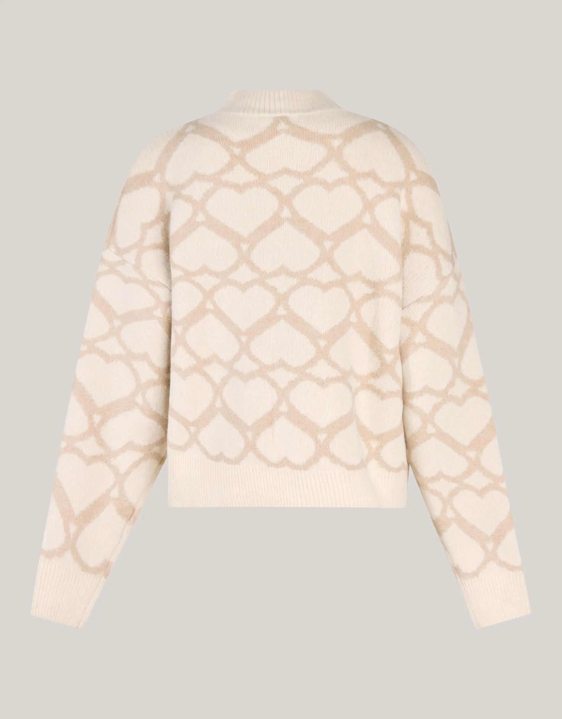 Heart Printed Dames Trui Gebroken Wit By Furmey