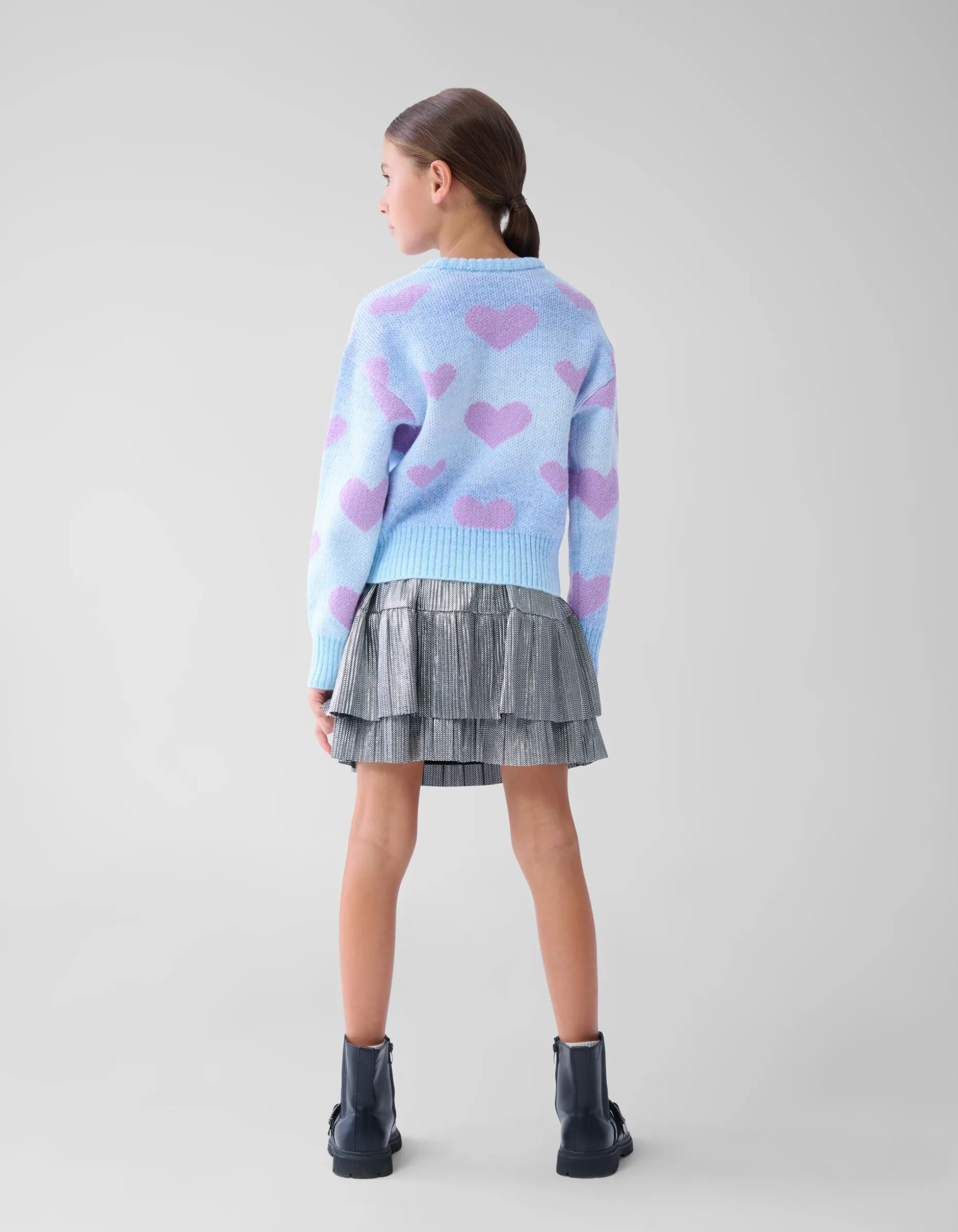 Heart Printed Degrade Trui Blauw