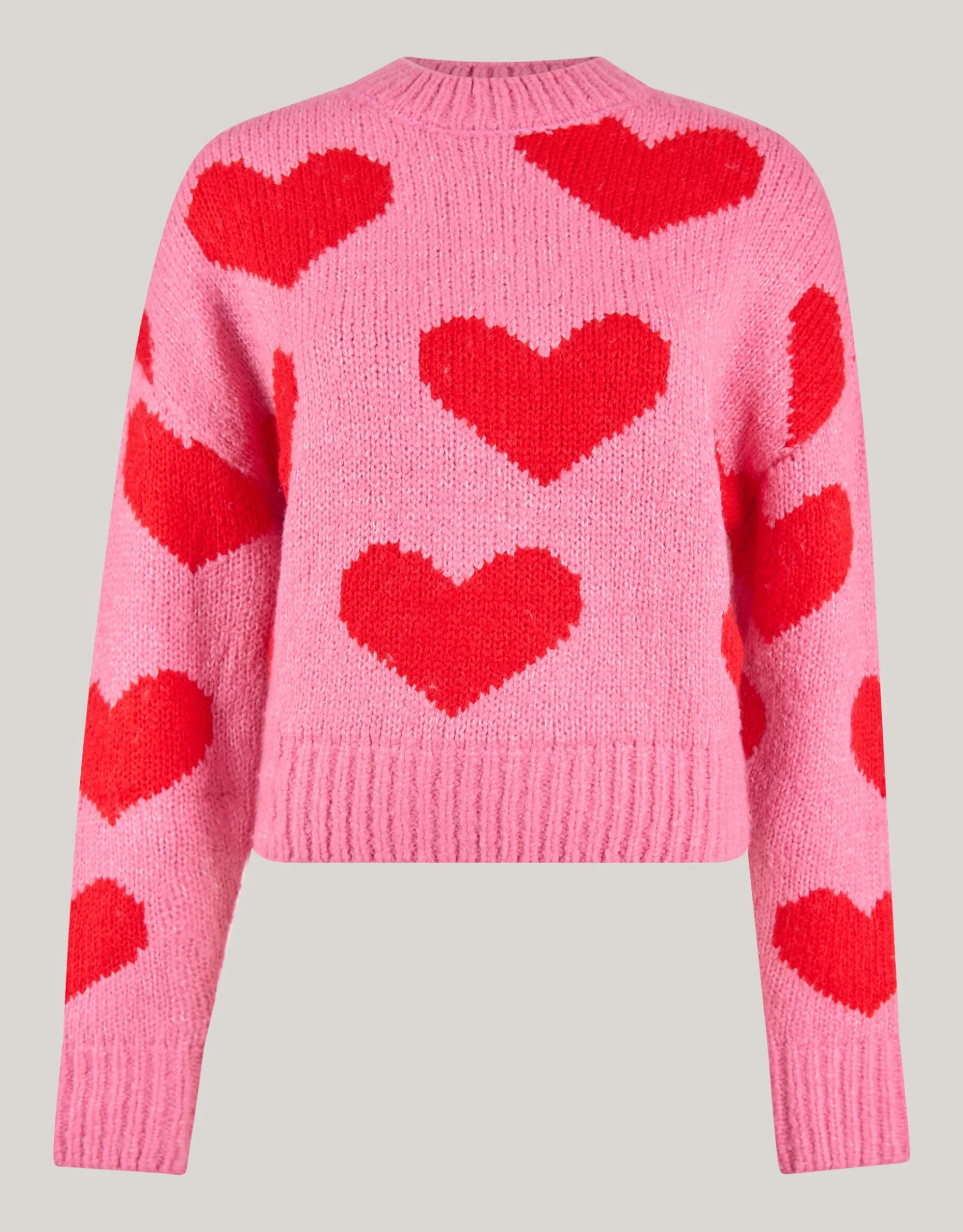 Heart Printed Gebreide Trui Roze