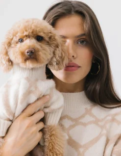 Heart Printed Honden Trui Gebroken Wit By Furmey