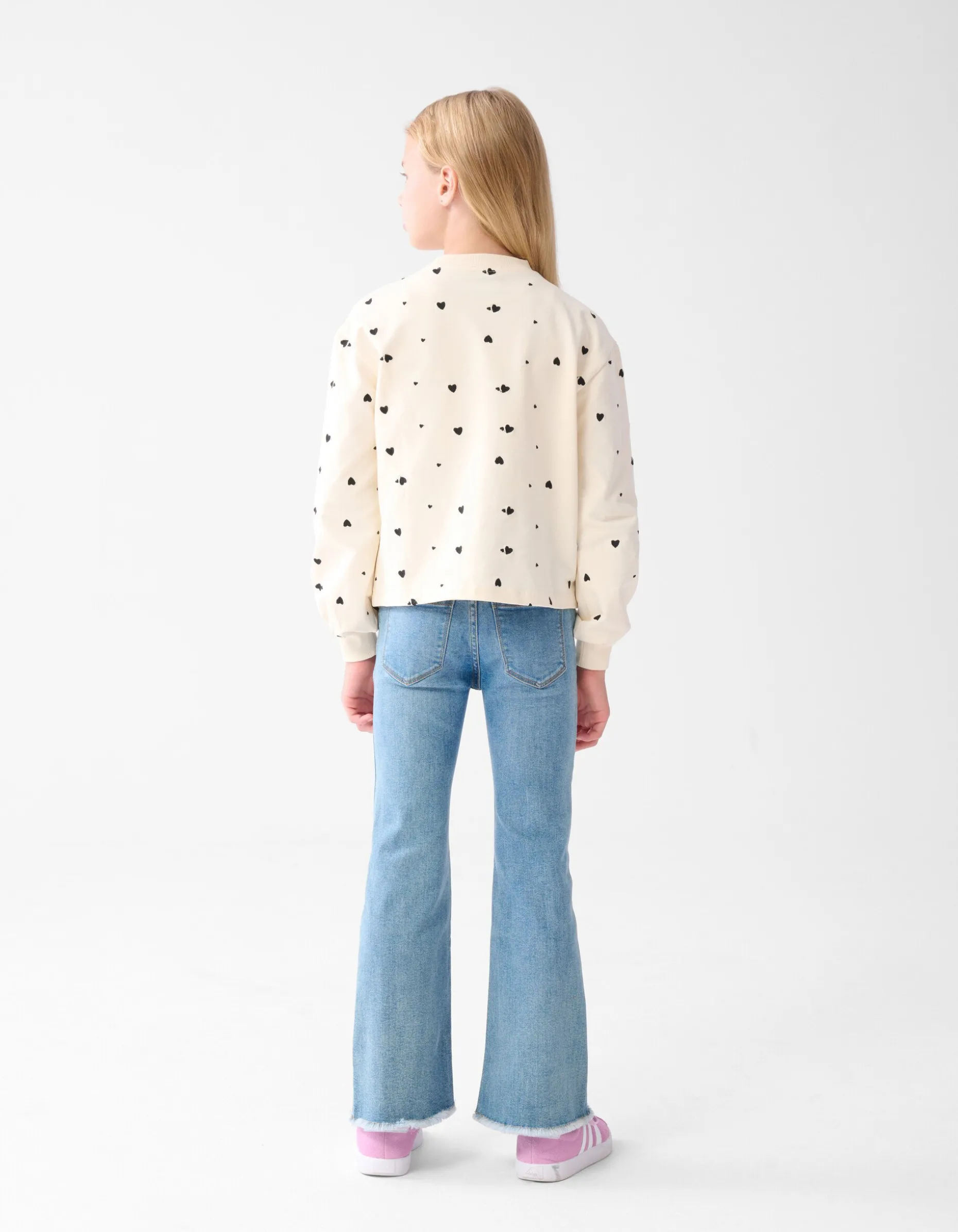 Heart Printed Longsleeve Gebroken Wit