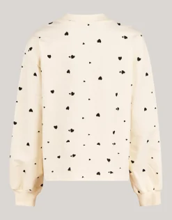 Heart Printed Longsleeve Gebroken Wit