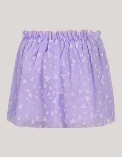 Heart Printed Mesh Rok Paars