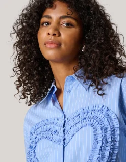 Heart Ruffle Blouse Blauw