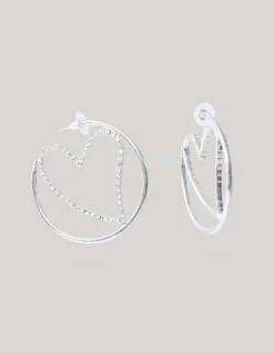 Hearted Hoop Oorbellen Zilver