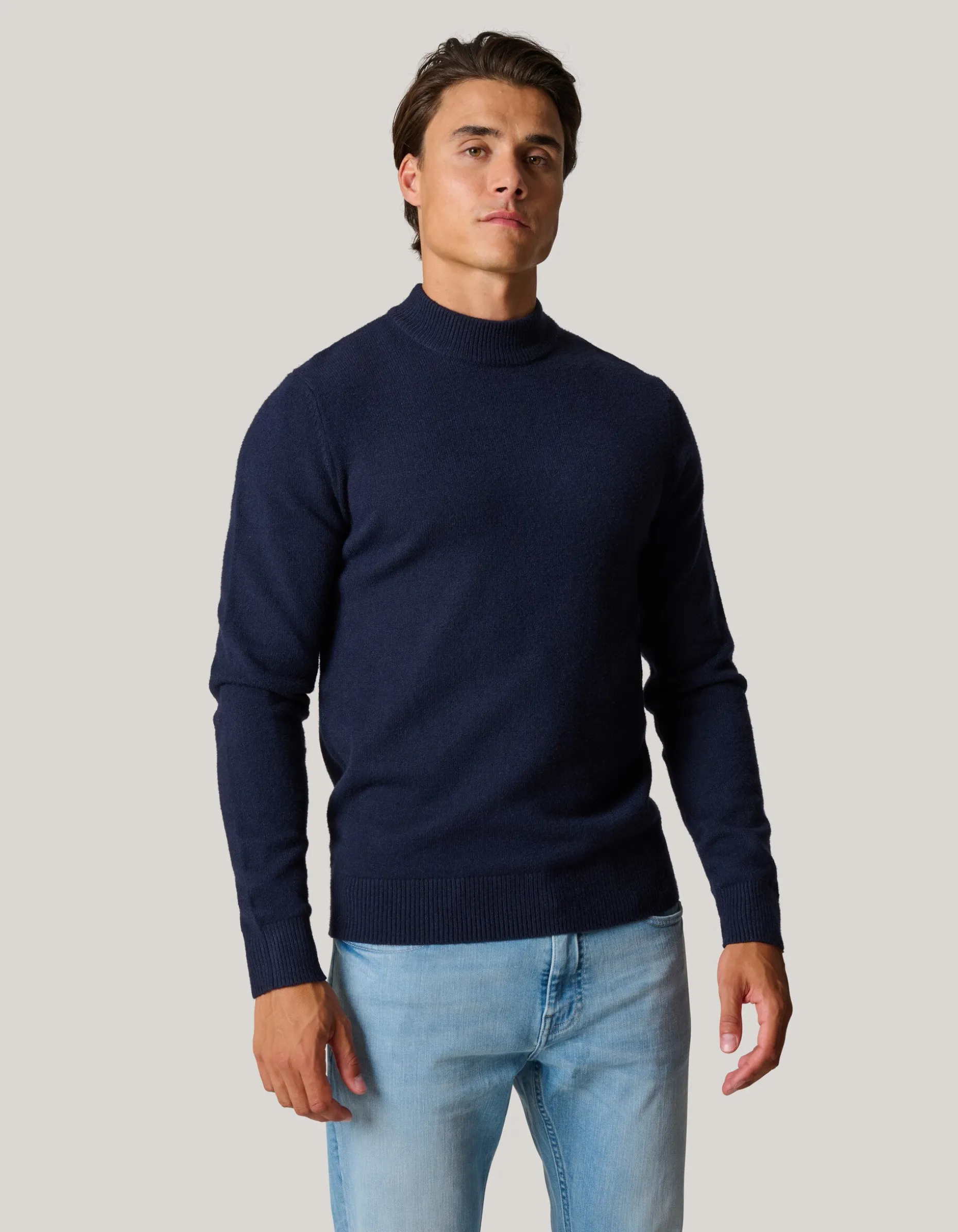 Jacquard Gebreide Trui Donkerblauw