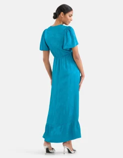Jacquard Maxi Jurk Blauw