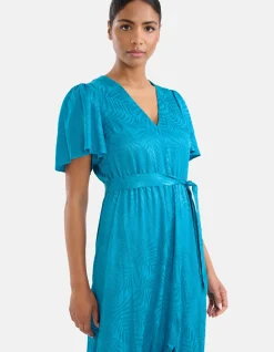 Jacquard Maxi Jurk Blauw