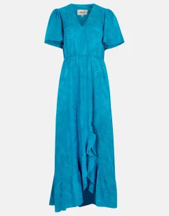 Jacquard Maxi Jurk Blauw