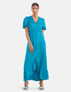 Jacquard Maxi Jurk Blauw