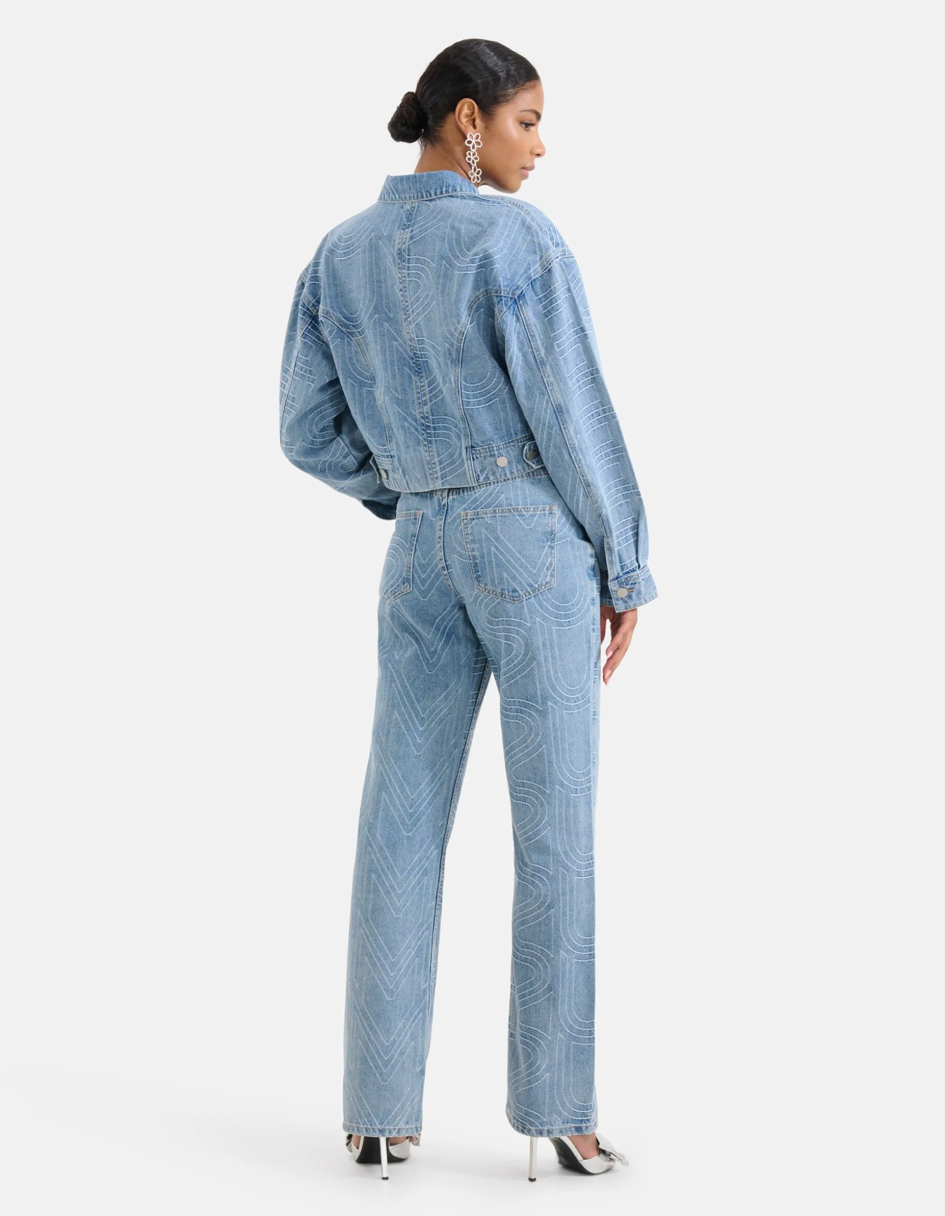 Jacquard Straight Fit Jeans Mediumstone