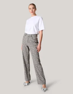 Jacquard Straight Fit Jeans Lichtgrijs