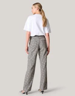Jacquard Straight Fit Jeans Lichtgrijs