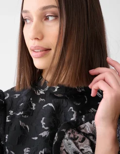 Jacquard Strik Mini Jurk Zwart
