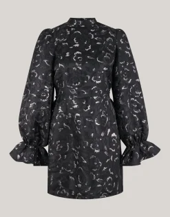 Jacquard Strik Mini Jurk Zwart