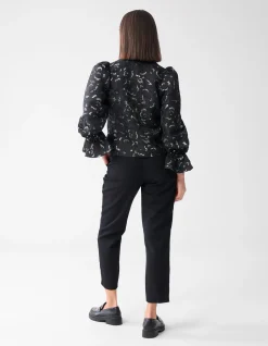 Jacquard Strik Top Zwart
