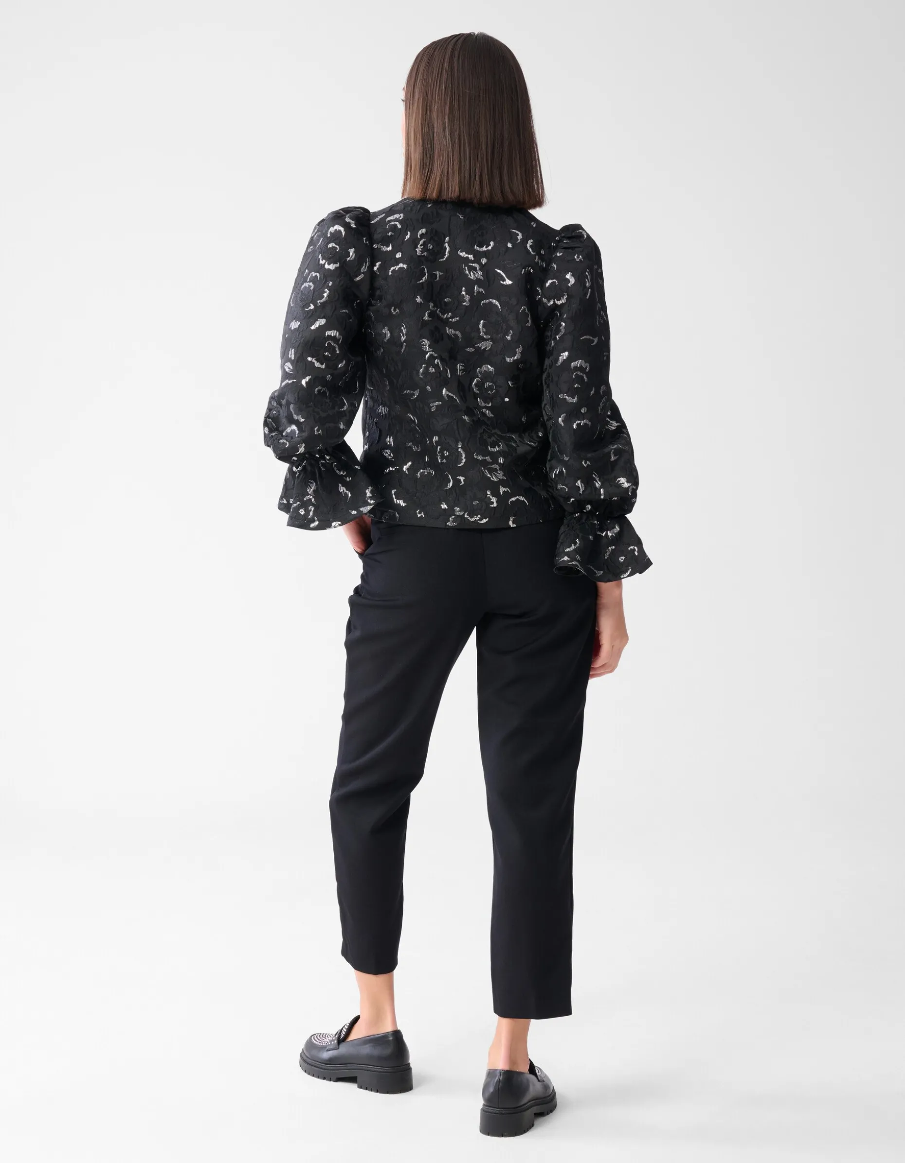 Jacquard Strik Top Zwart