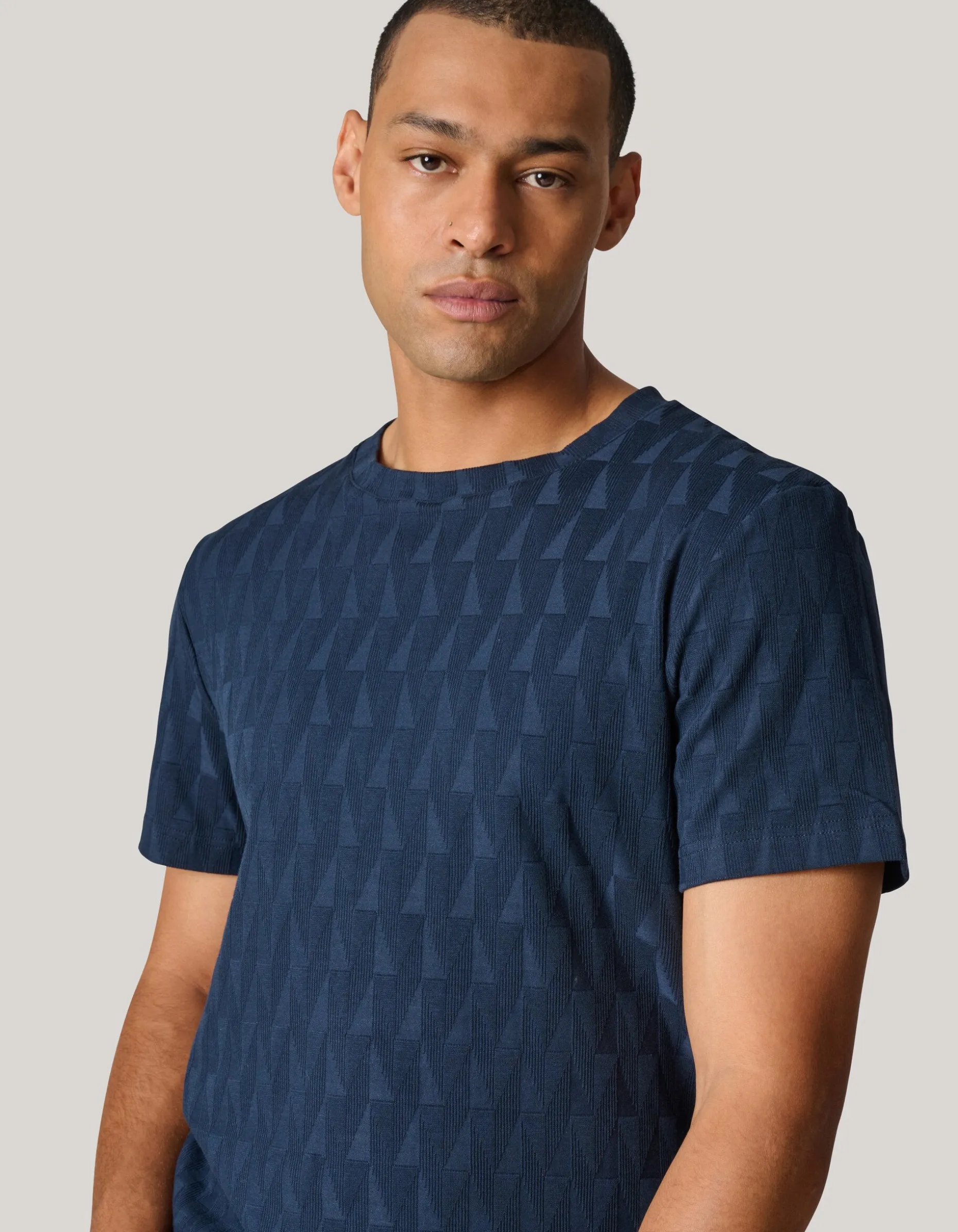 Jacquard T-shirt Donkerblauw