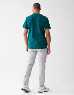 Jacquard T-shirt Donkergroen