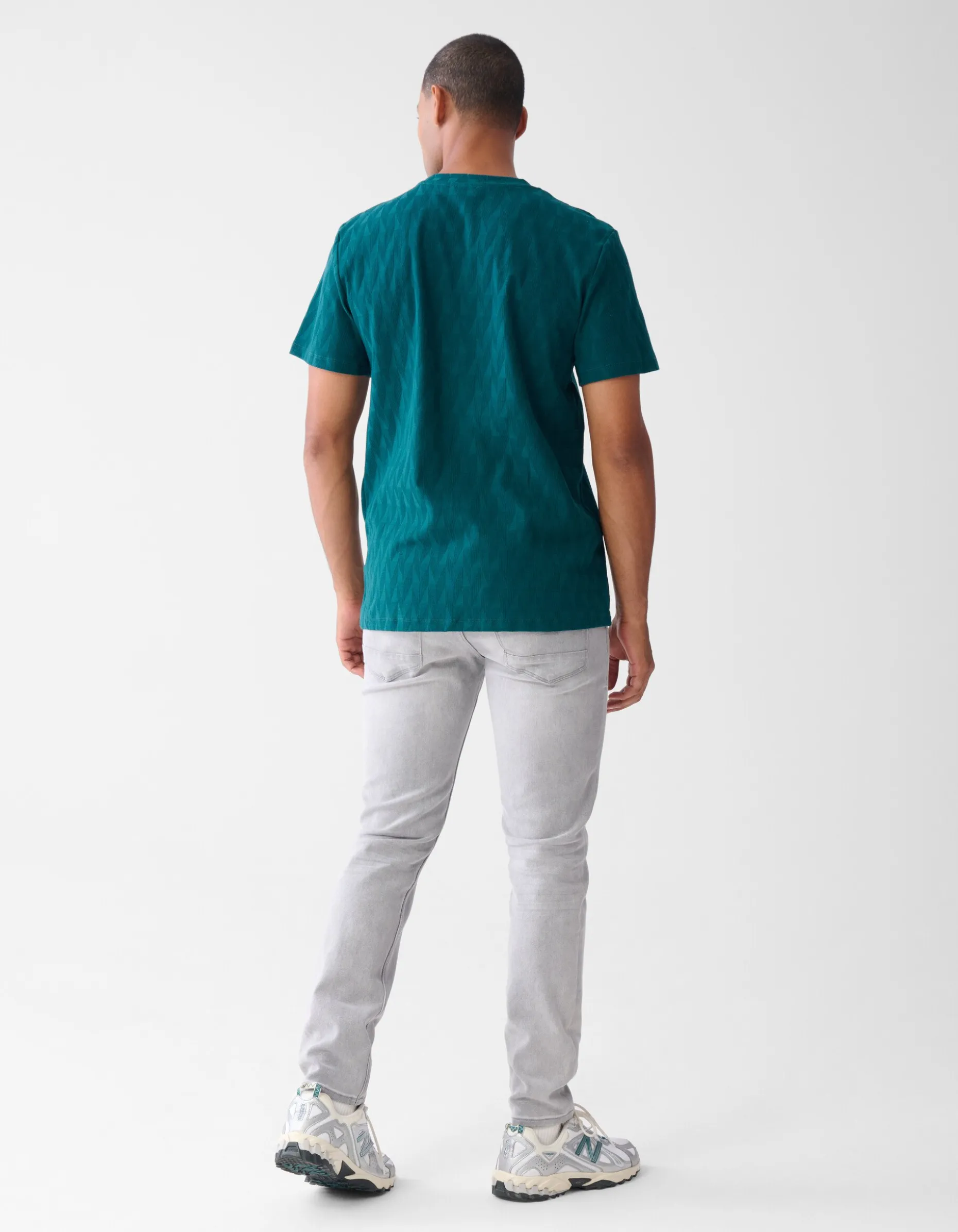 Jacquard T-shirt Donkergroen