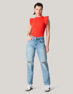 Jersey Ruffle Top Rood