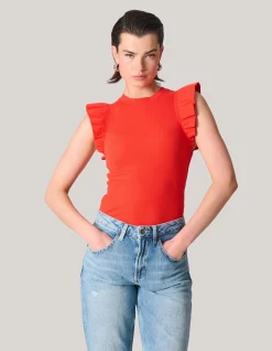 Jersey Ruffle Top Rood