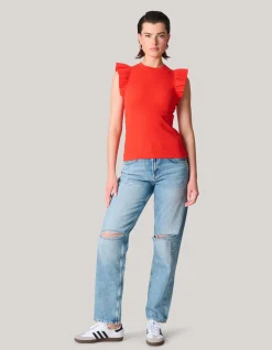 Jersey Ruffle Top Rood