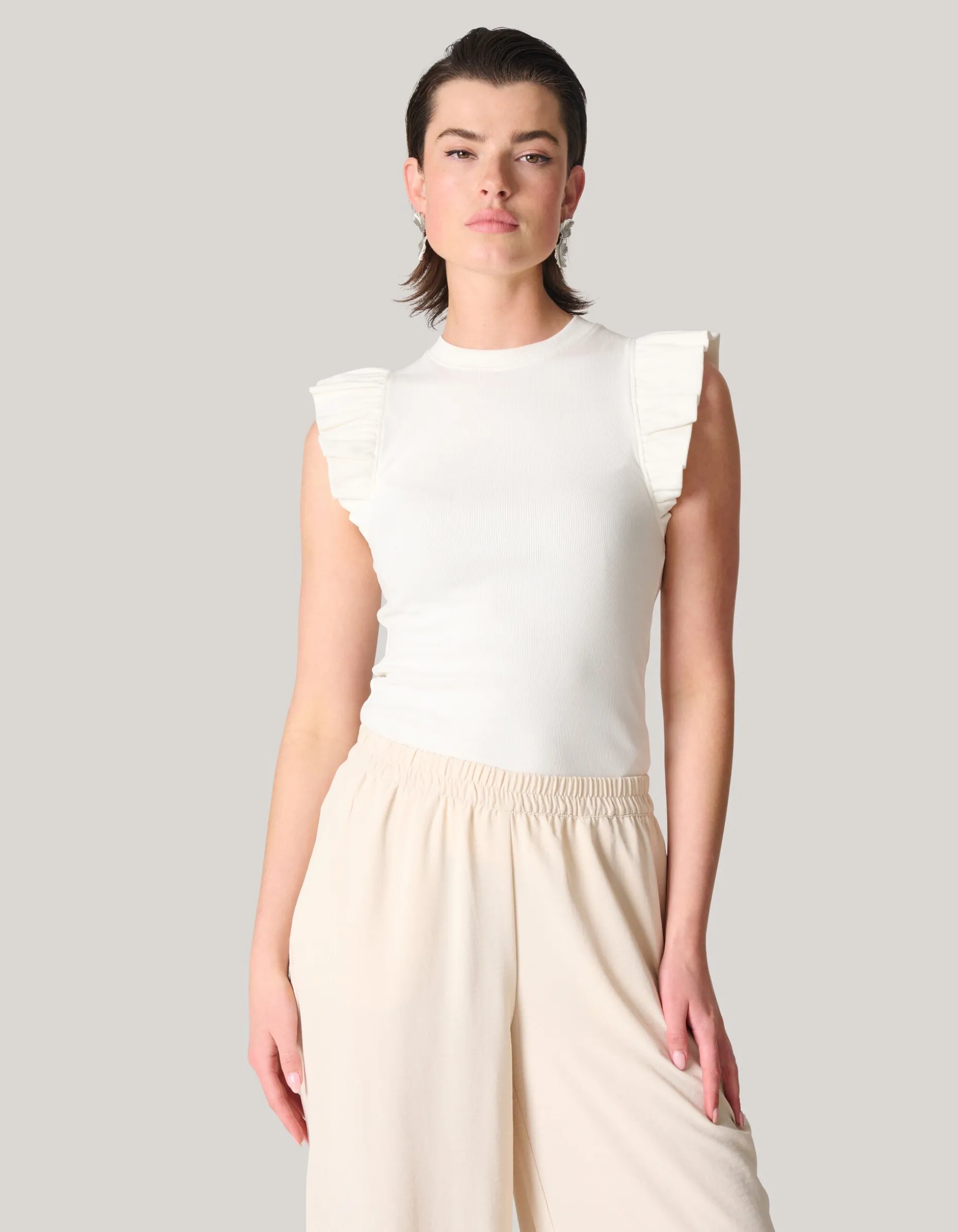 Jersey Ruffle Top Wit