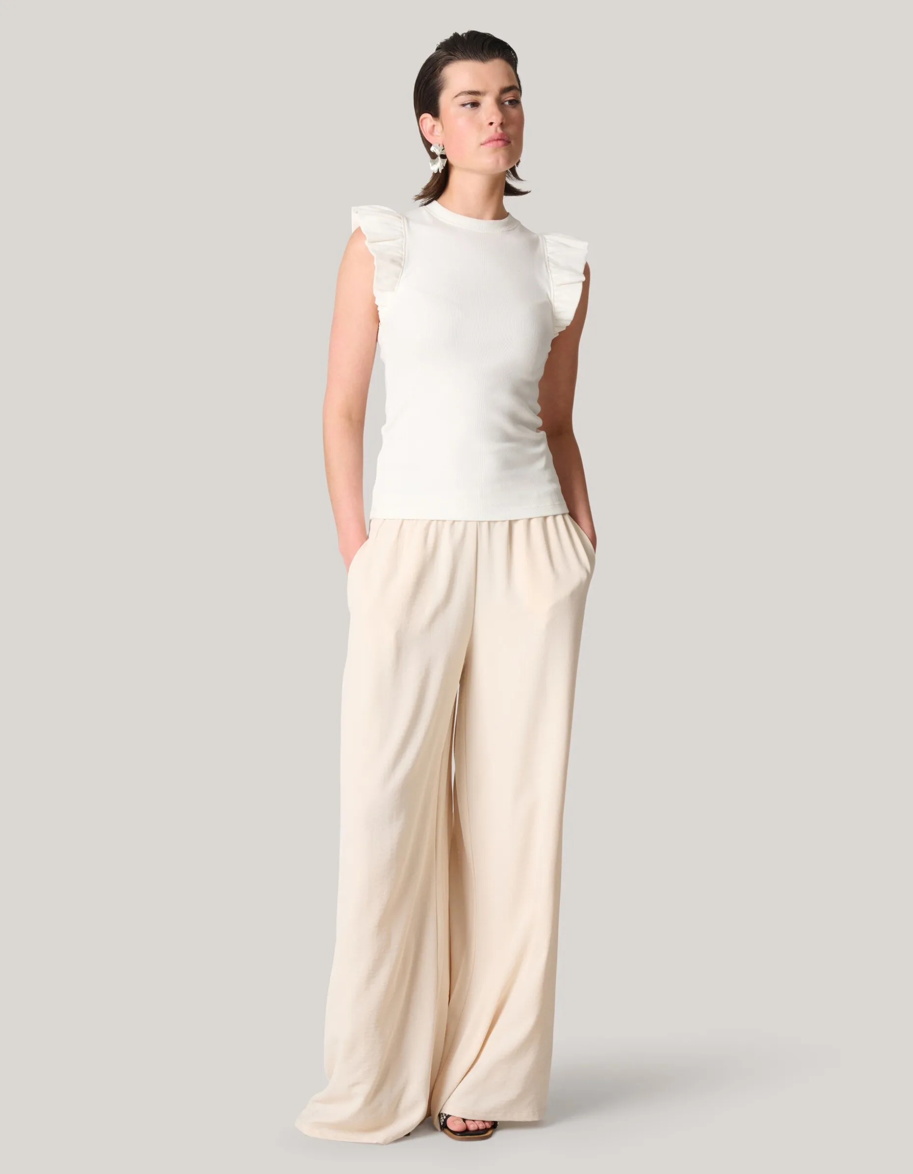Jersey Ruffle Top Wit