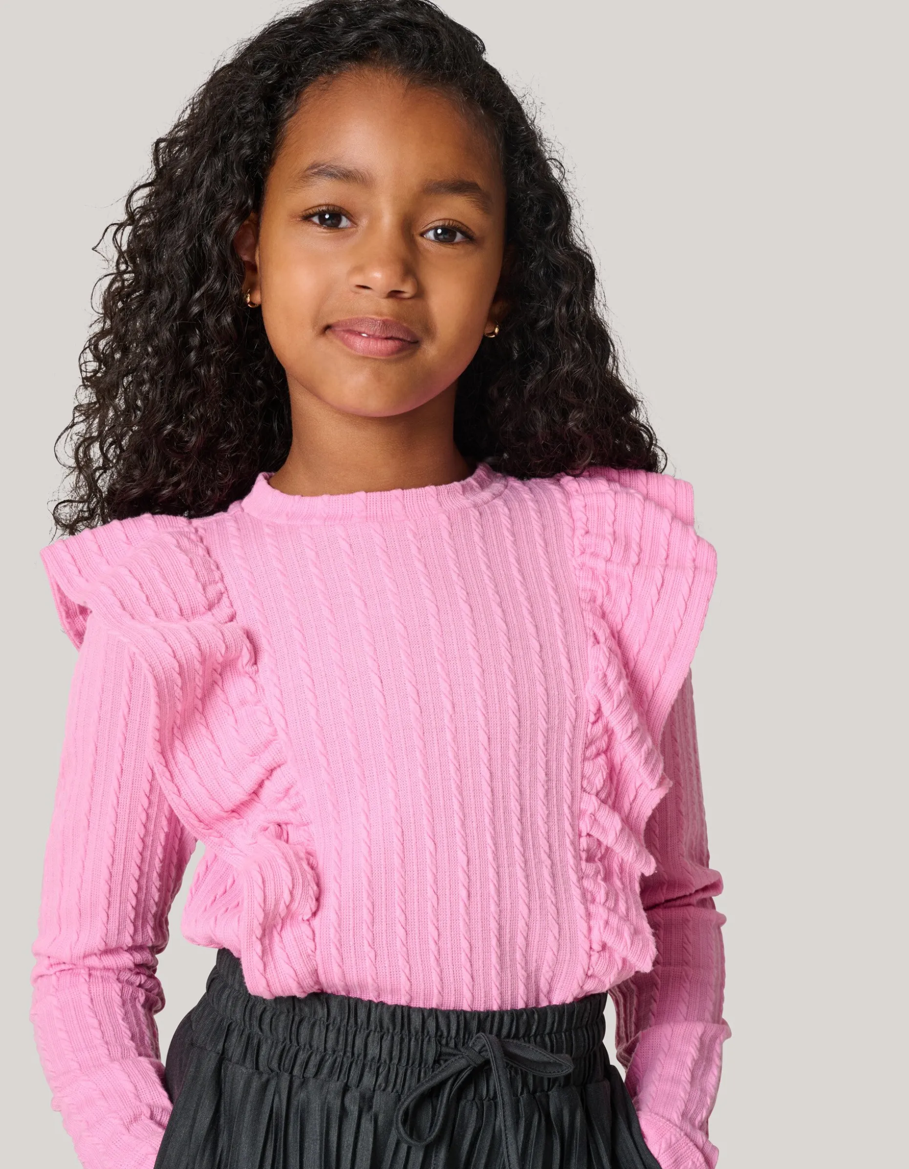 Kabel Ruffle Top Roze