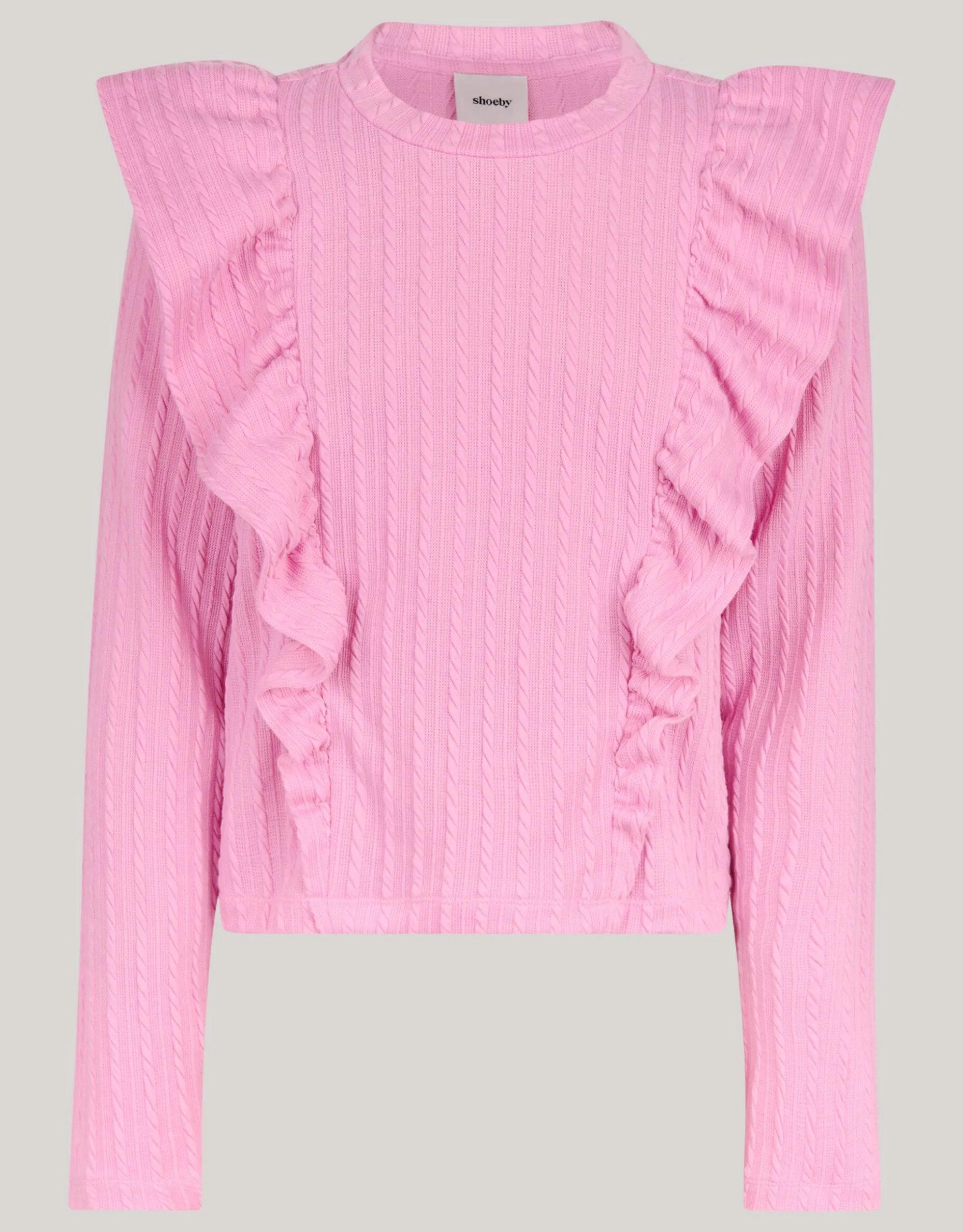 Kabel Ruffle Top Roze