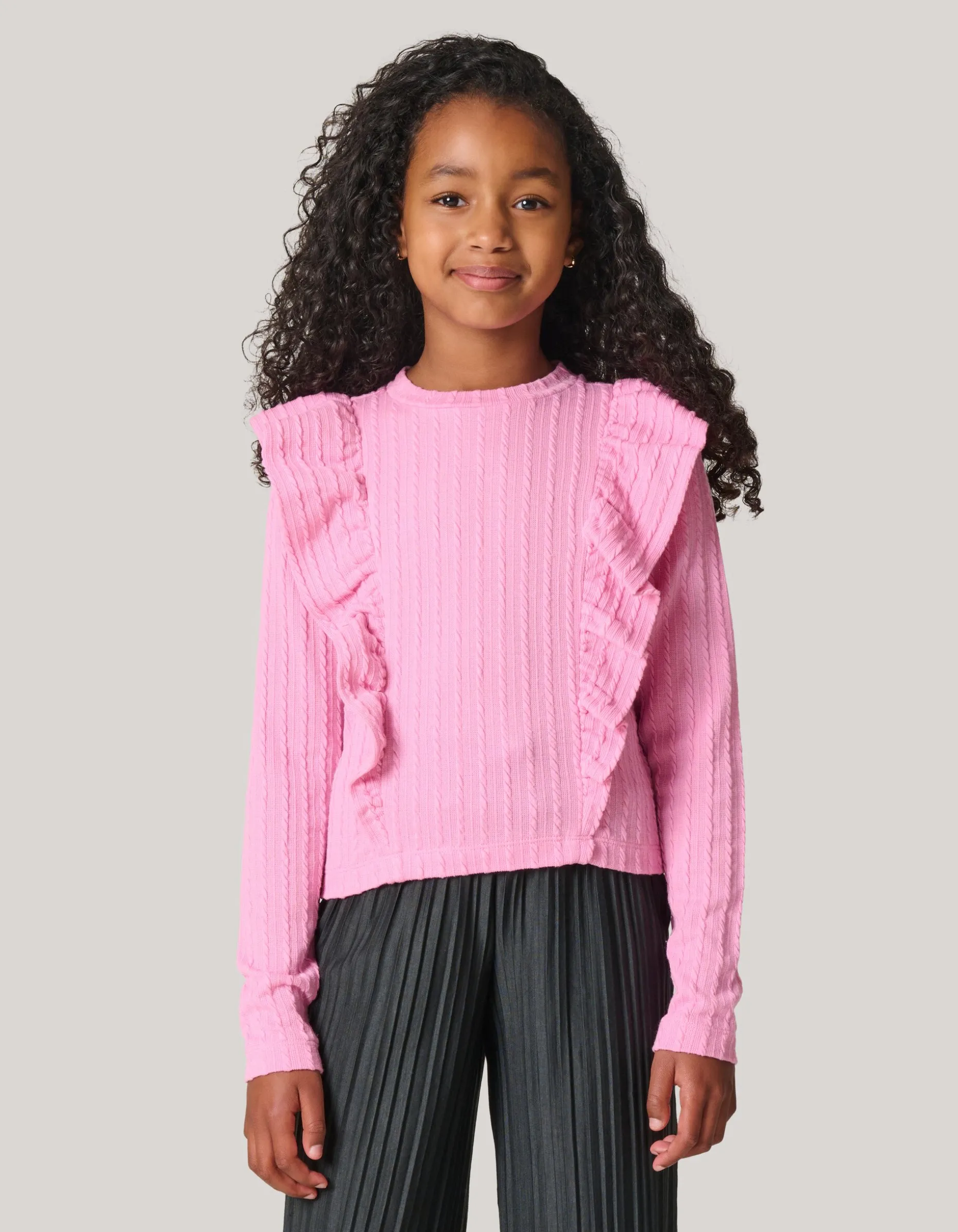 Kabel Ruffle Top Roze