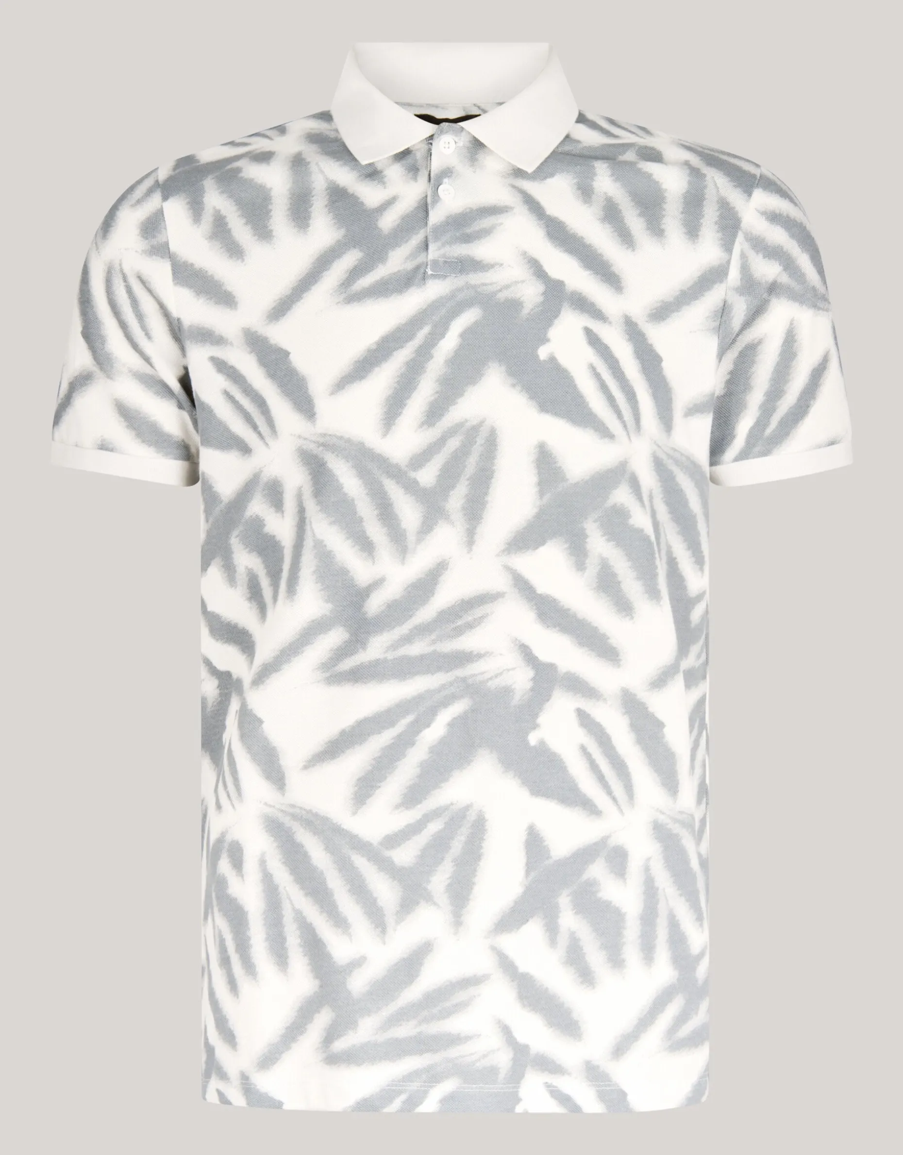 Leaf Print Polo Wit