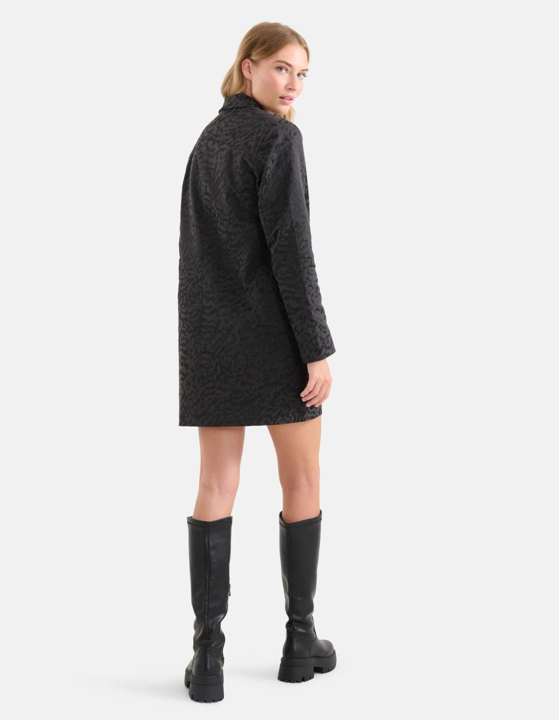 Leopard Blazer Jurk Zwart