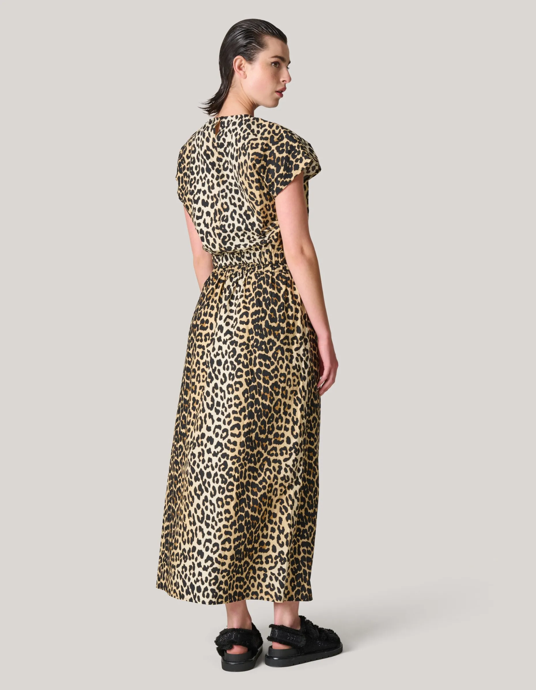 Leopard Poplin Cropped Top