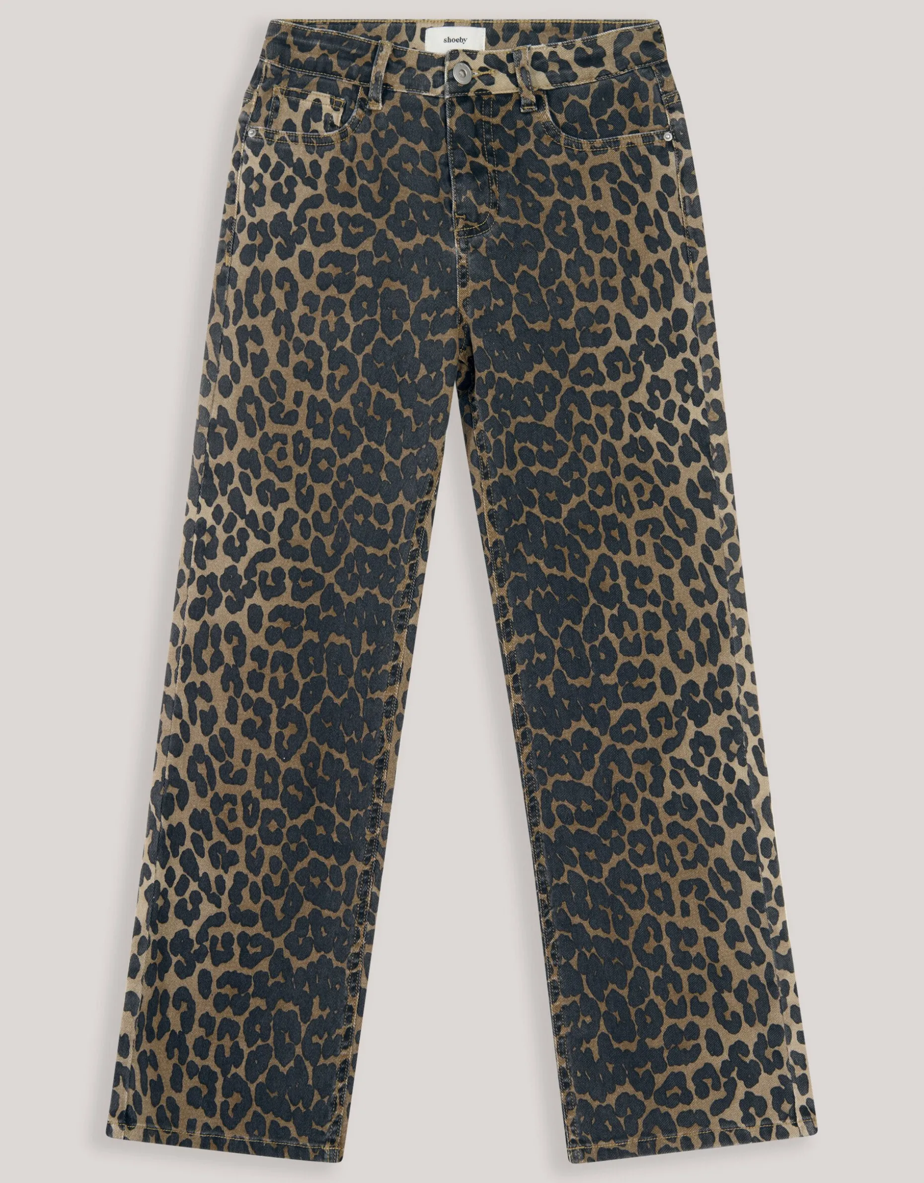 Leopard Straight Fit Jeans Bruin