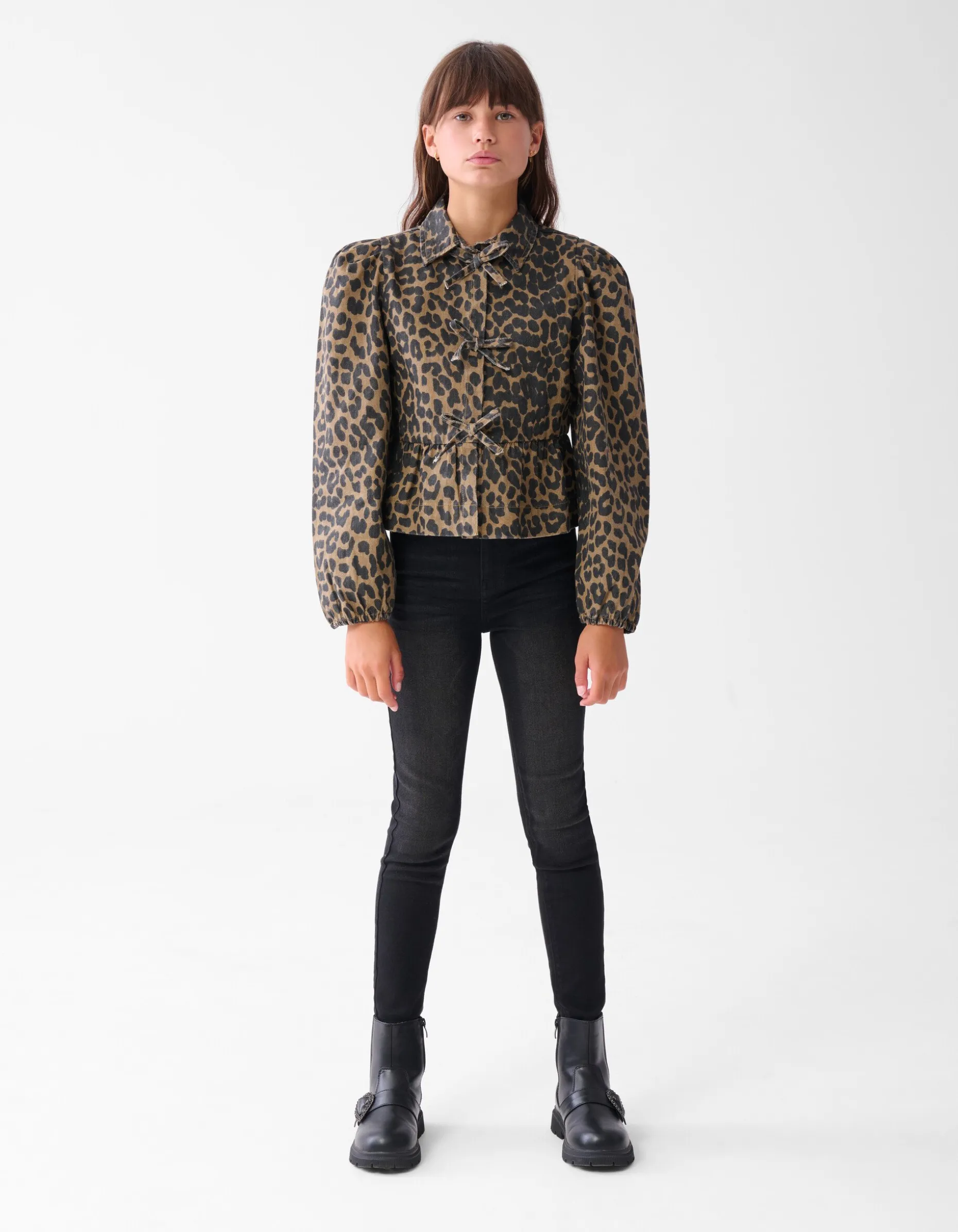 Leopard Strik Blouse Bruin