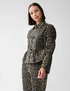 Leopard Strik Top Bruin