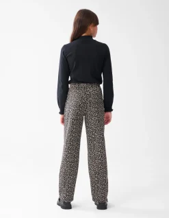 Leopard Wide Leg Broek Bruin