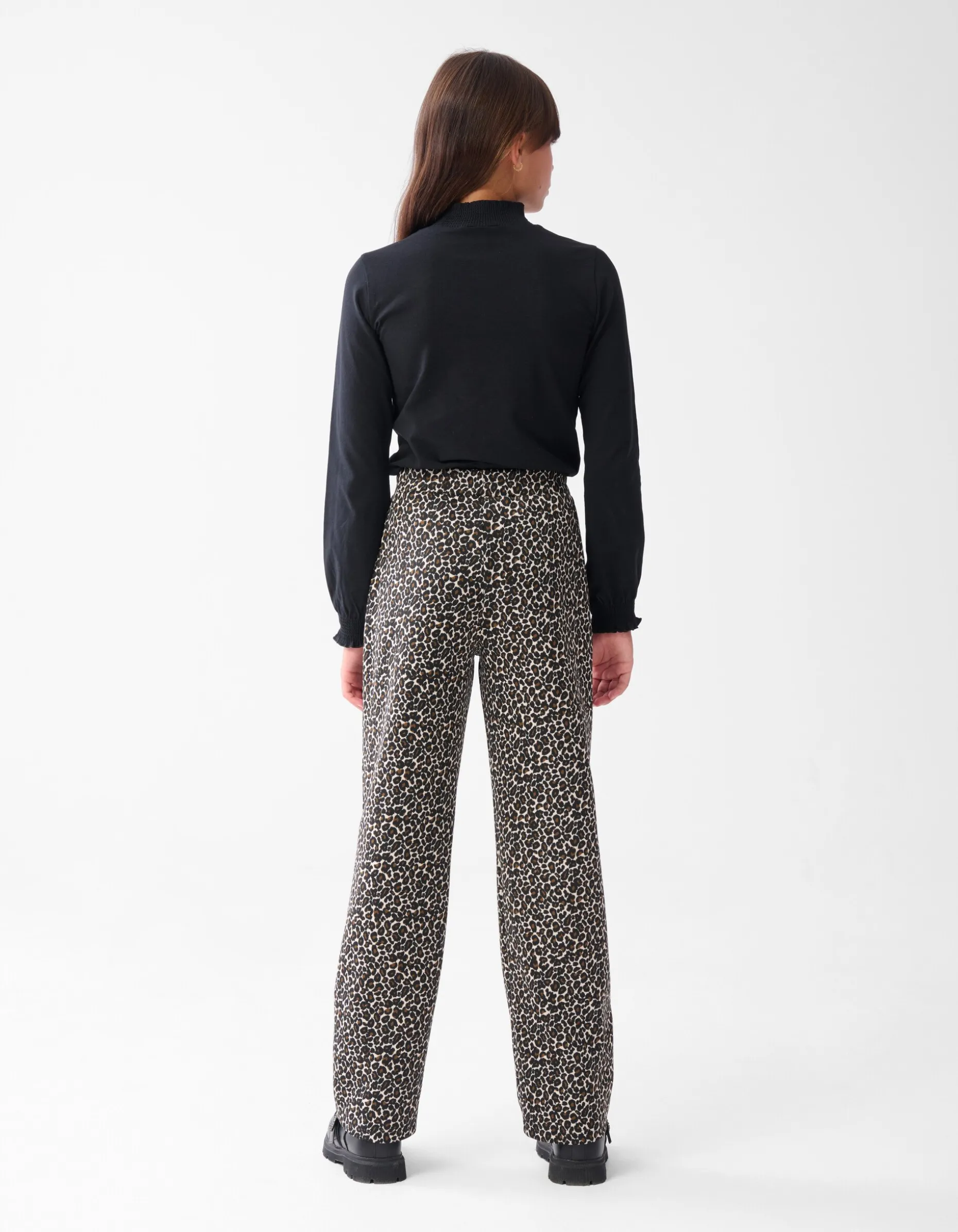 Leopard Wide Leg Broek Bruin