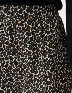 Leopard Wide Leg Broek Bruin